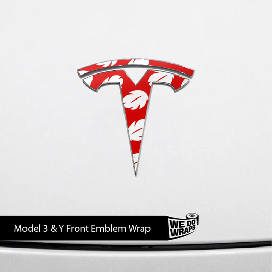 Hawaiian Tesla Emblem Decals (Front + Back) | Model 3
