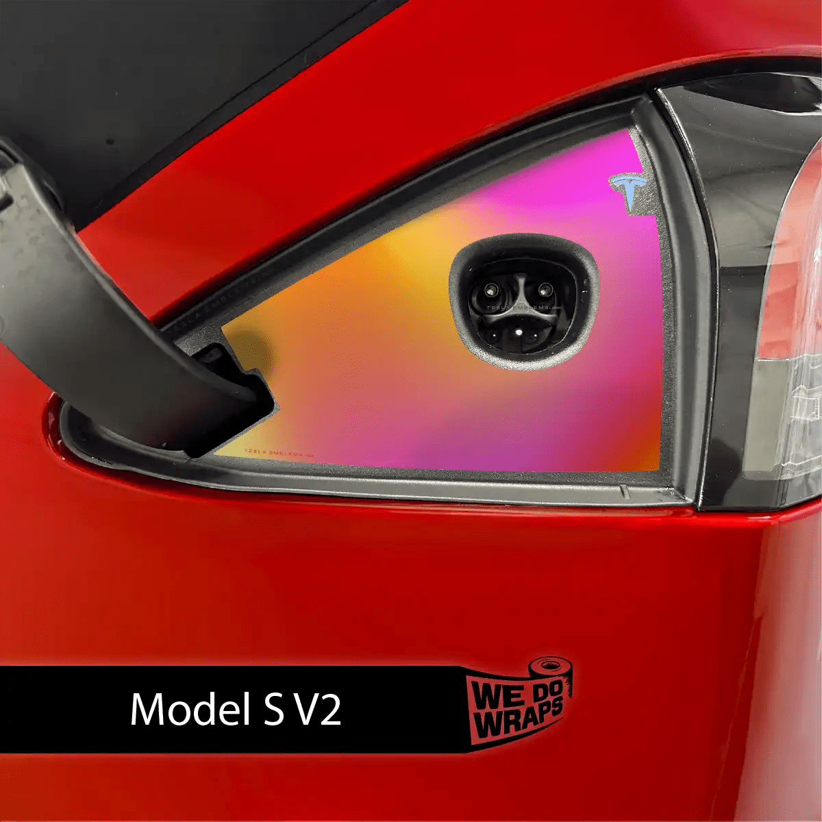 Heatwave Gradient Tesla Charge Port Wrap | Model S - Tesla Emblems