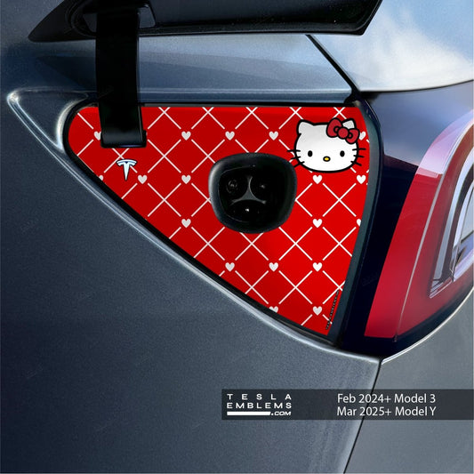 Hello Kitty Tesla Charge Port Wrap | Model Y - Tesla Emblems