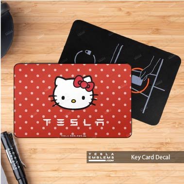 Hello Kitty Tesla Keycard Decal - Tesla Emblems