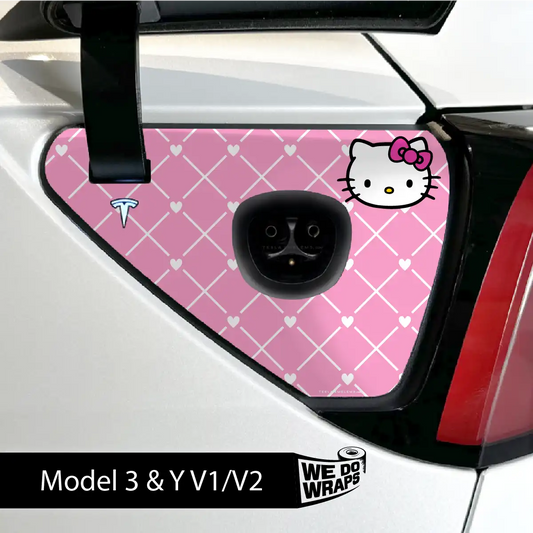 Hello Kitty Tesla Charge Port Wrap | Model Y - Tesla Emblems