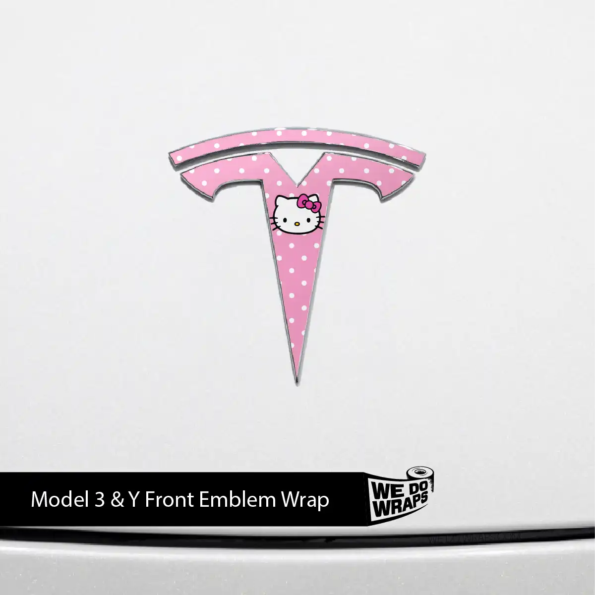 Hello Kitty Tesla Emblem Decals (Front + Back) | Model Y - Tesla Emblems