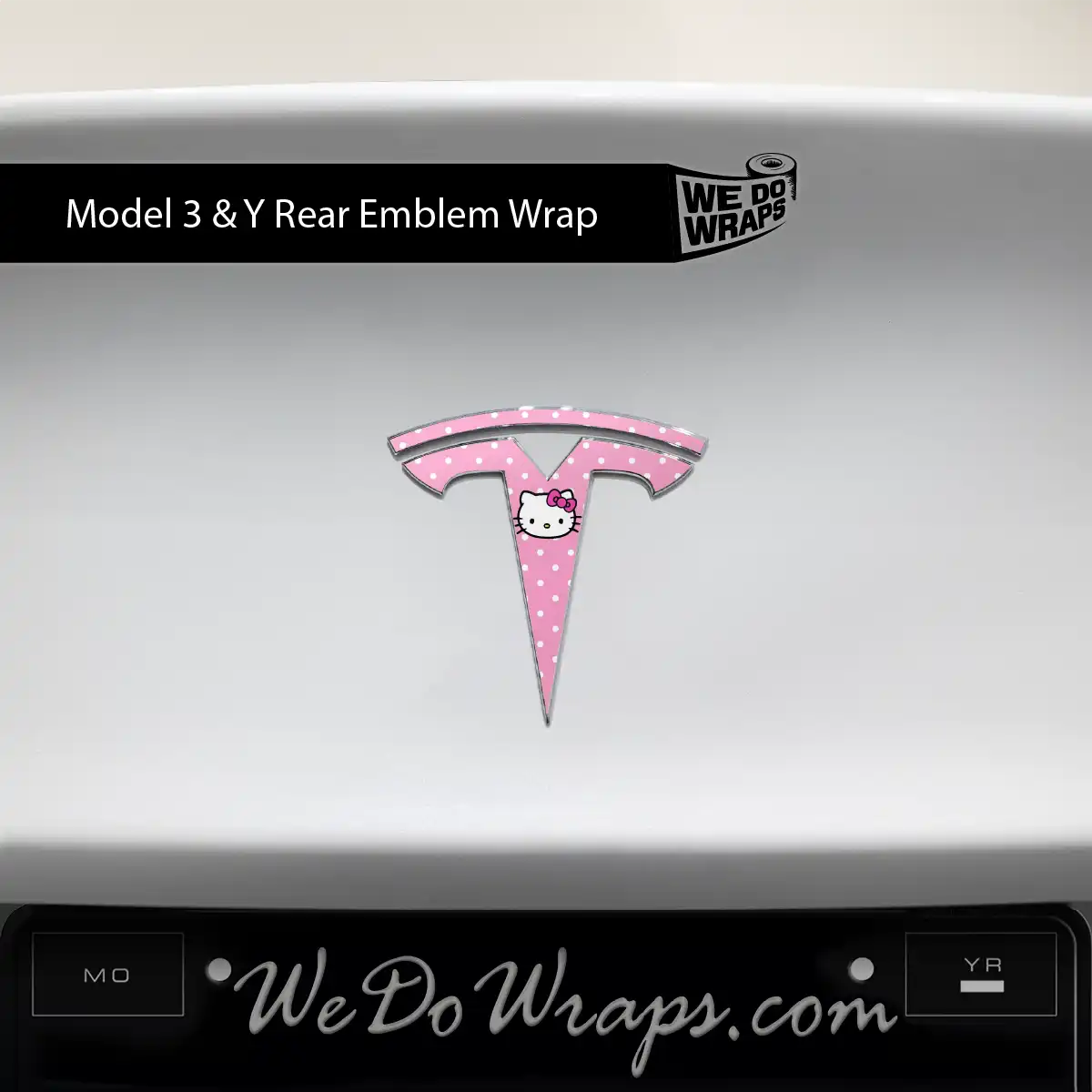 Hello Kitty Tesla Emblem Decals (Front + Back) | Model Y - Tesla Emblems