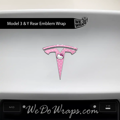 Hello Kitty Tesla Emblem Decals (Front + Back) | Model Y - Tesla Emblems