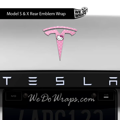 Hello Kitty Tesla Emblem Decals (Front + Back) | Model S - Tesla Emblems