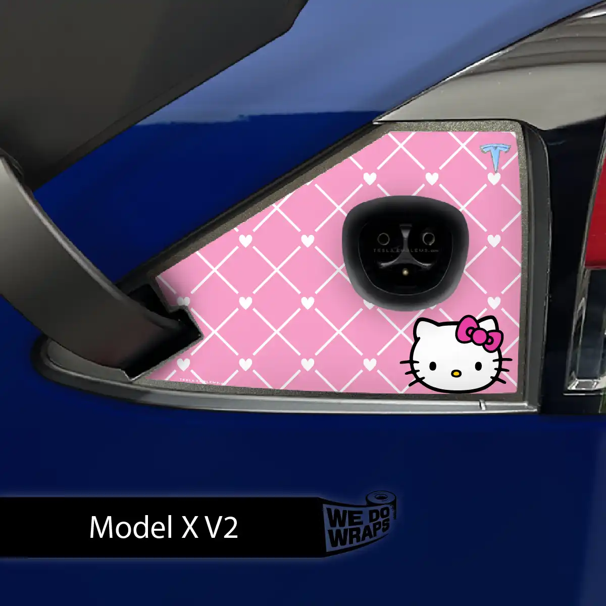 Hello Kitty Tesla Charge Port Wrap | Model X - Tesla Emblems