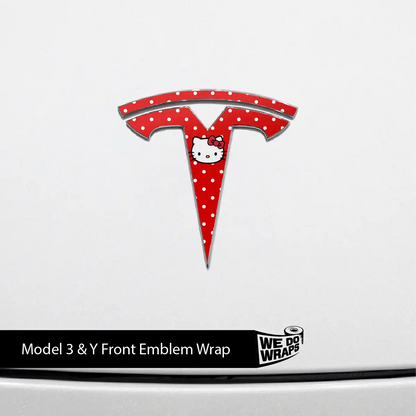 Hello Kitty Tesla Emblem Decals (Front + Back) | Model Y - Tesla Emblems