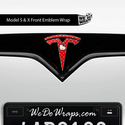 Hello Kitty Tesla Emblem Decals (Front + Back) | Model X - Tesla Emblems