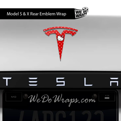 Hello Kitty Tesla Emblem Decals (Front + Back) | Model X - Tesla Emblems