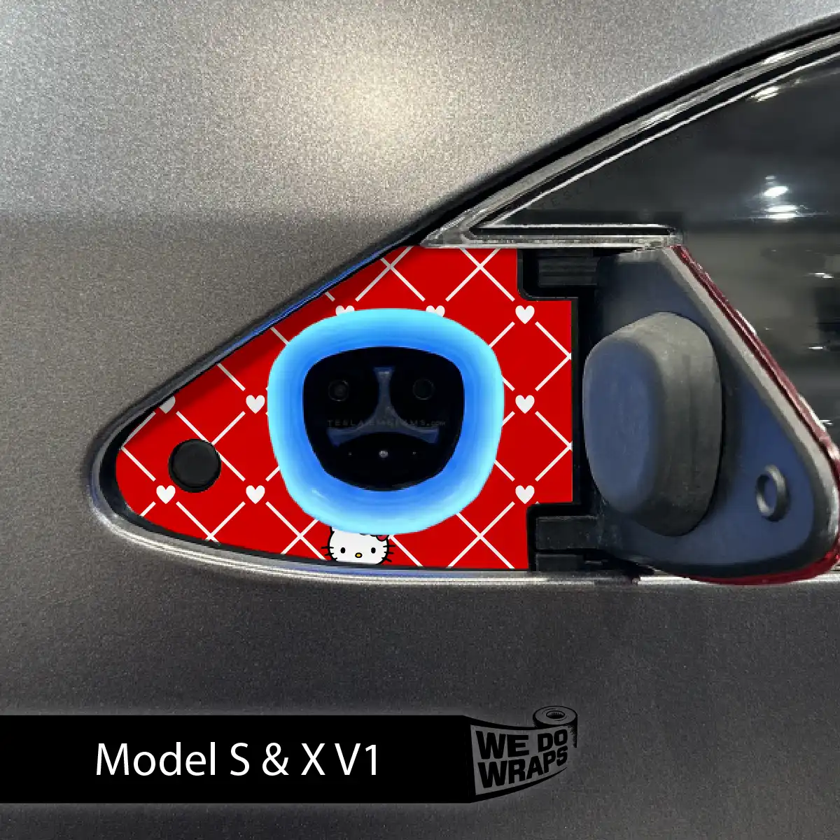 Hello Kitty Tesla Charge Port Wrap | Model X - Tesla Emblems