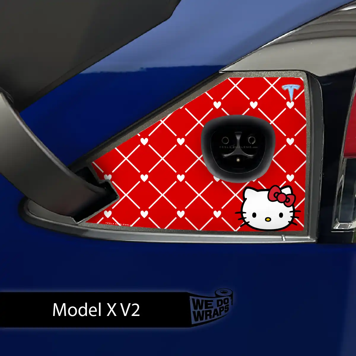 Hello Kitty Tesla Charge Port Wrap | Model X - Tesla Emblems