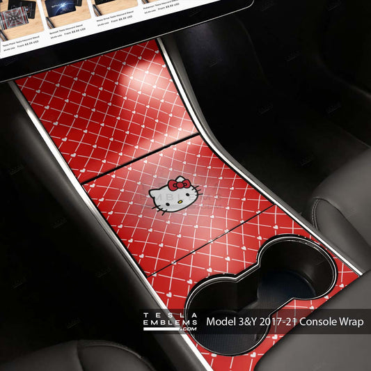 Hello Kitty Tesla Center Console Wrap Kit | 2017-2021 Model 3 & Y - Tesla Emblems