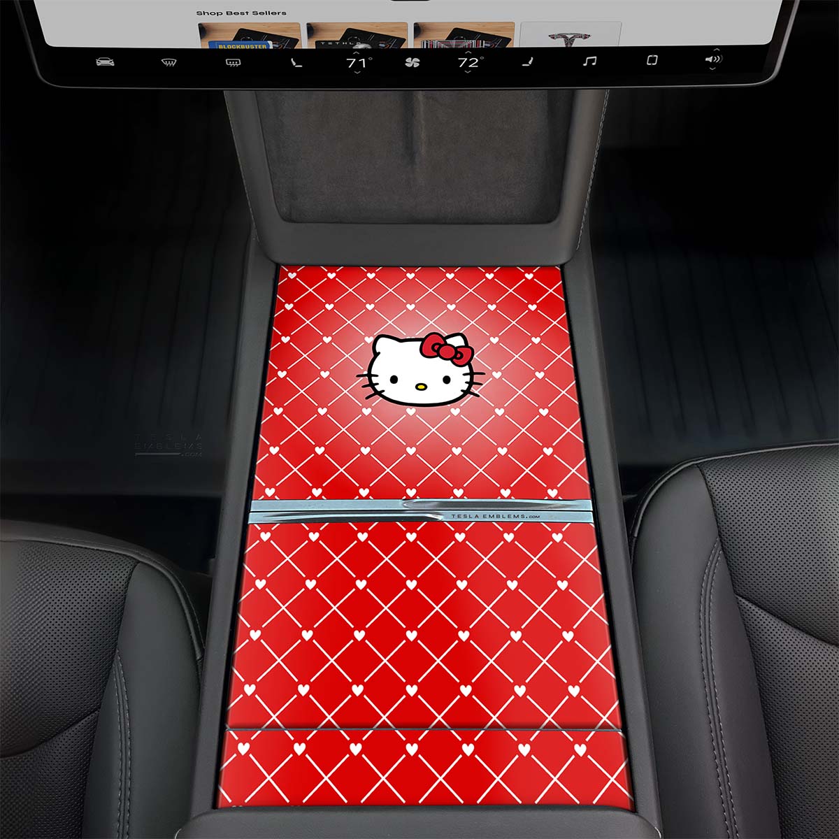 Hello Kitty Tesla Center Console Wrap Kit | 2024+ Model 3 "Highland" - Tesla Emblems