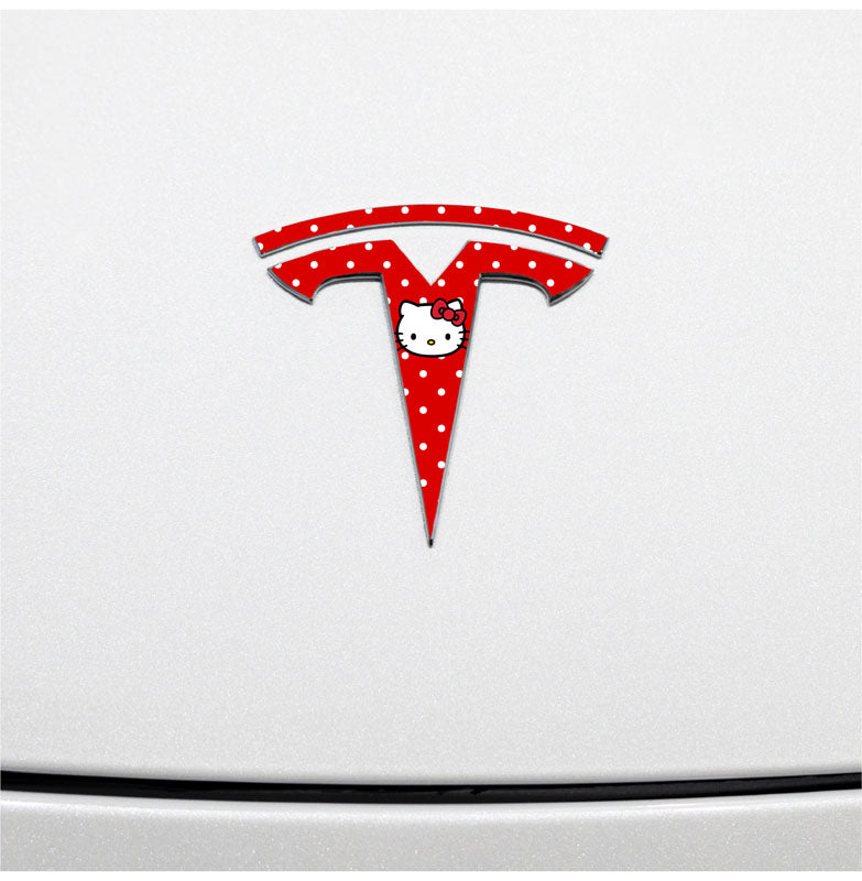 Hello Kitty Tesla Emblem Decals (Front + Back) - Tesla Emblems