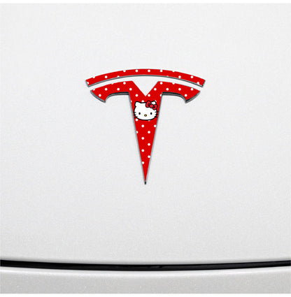 Hello Kitty Tesla Emblem Decals (Front + Back) - Tesla Emblems