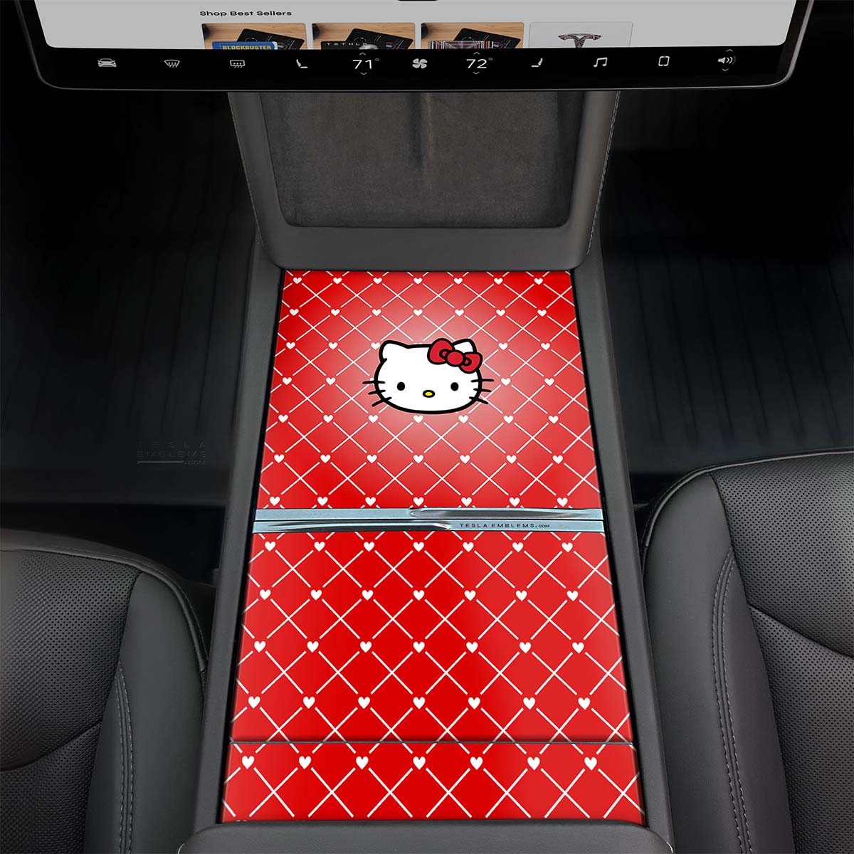 Sweet Kitty | Tesla Center Console Wrap Kit | Model Y 2026 - Tesla Emblems