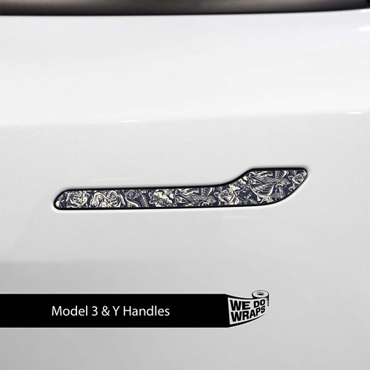 Ink & Elegance Art Tesla Door Handle Decals (4pcs) - Tesla Emblems