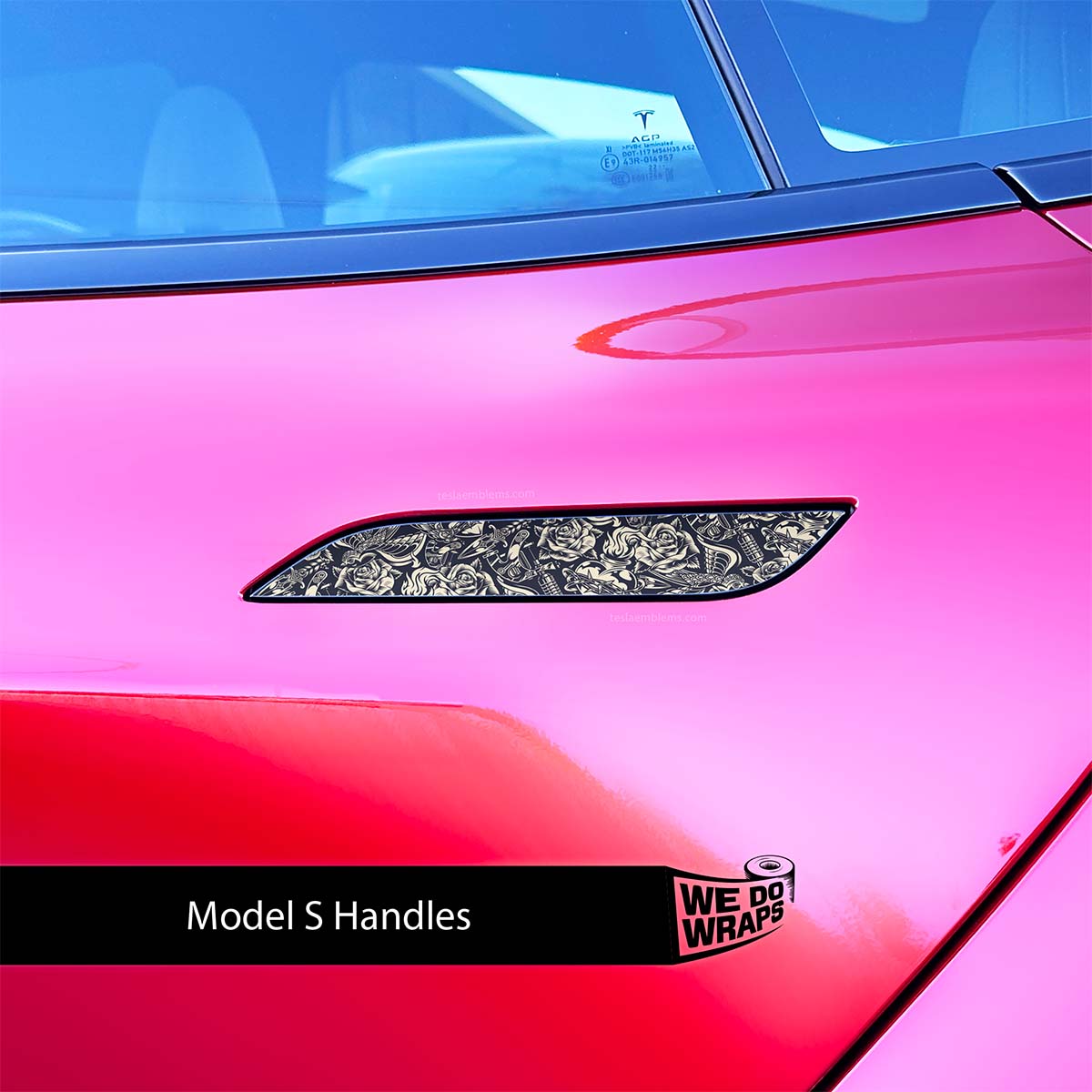 Ink & Elegance Art Tesla Door Handle Decals (4pcs) - Tesla Emblems