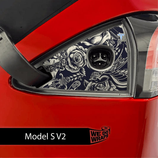 Ink & Elegance Art Tesla Charge Port Wrap | Model S - Tesla Emblems