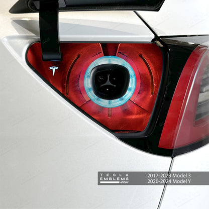 Ironman Arc Reactor Charge Port Wrap - Tesla Emblems