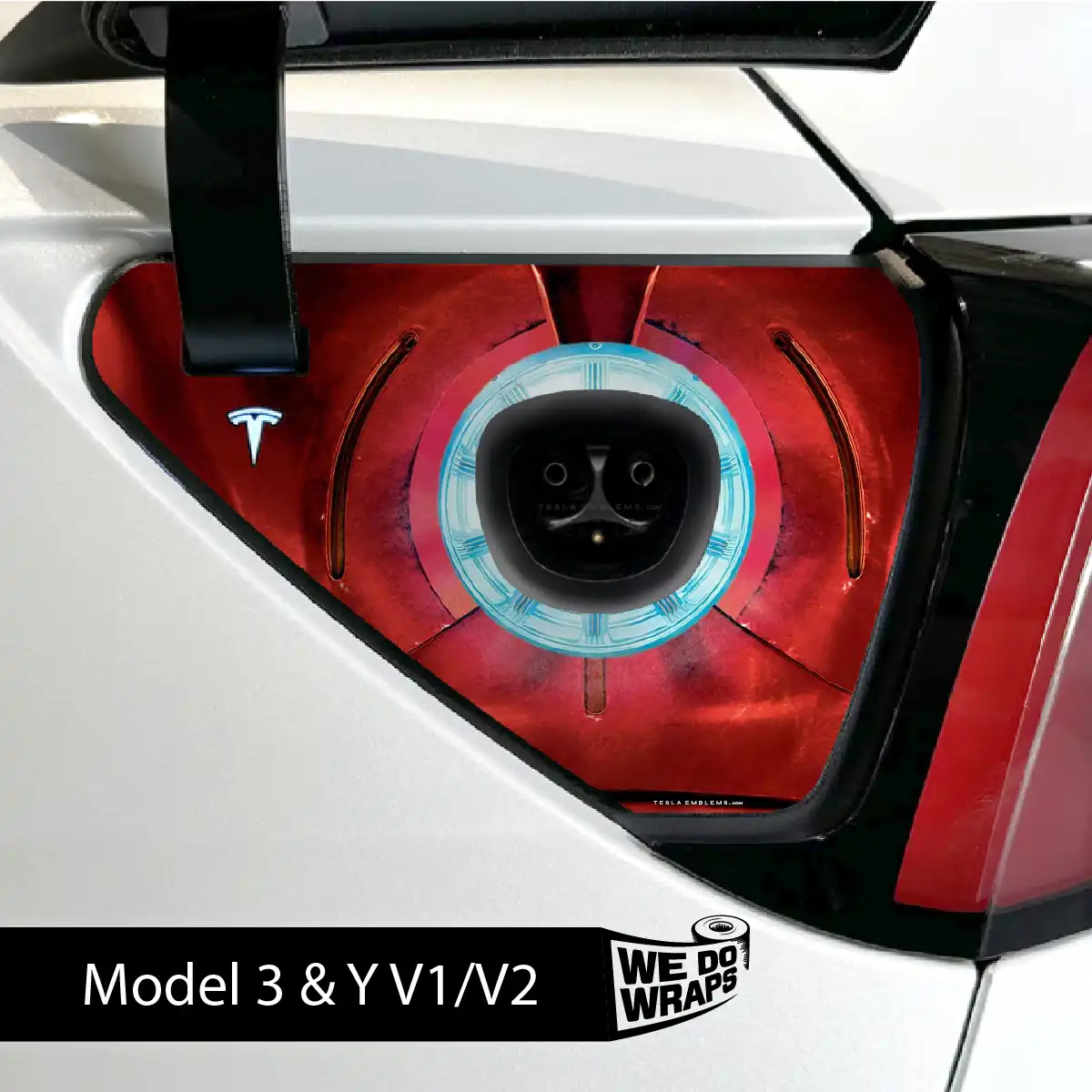 Arc Reactor Tesla Charge Port Wrap | Model 3 - Tesla Emblems