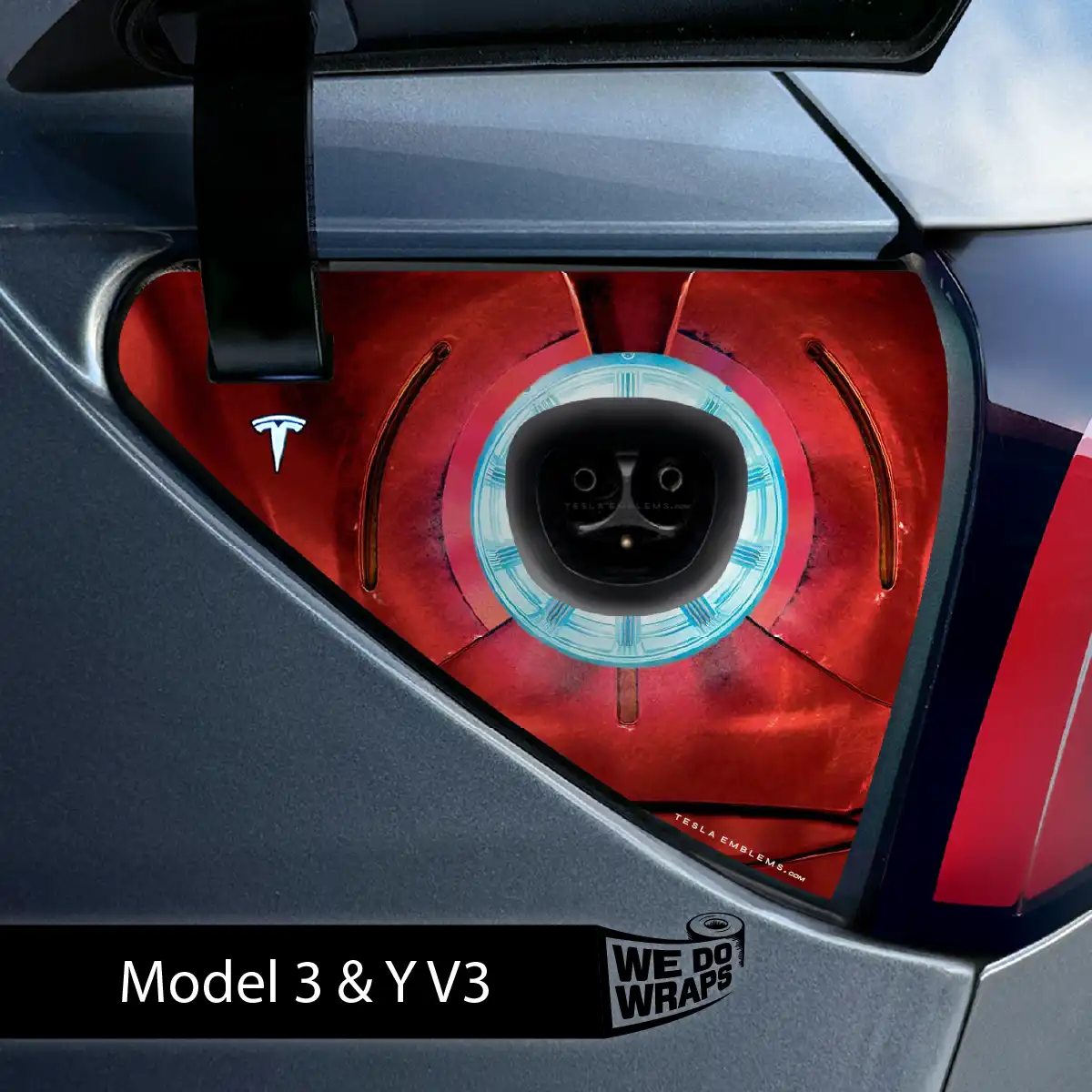 Arc Reactor Tesla Charge Port Wrap | Model 3 - Tesla Emblems