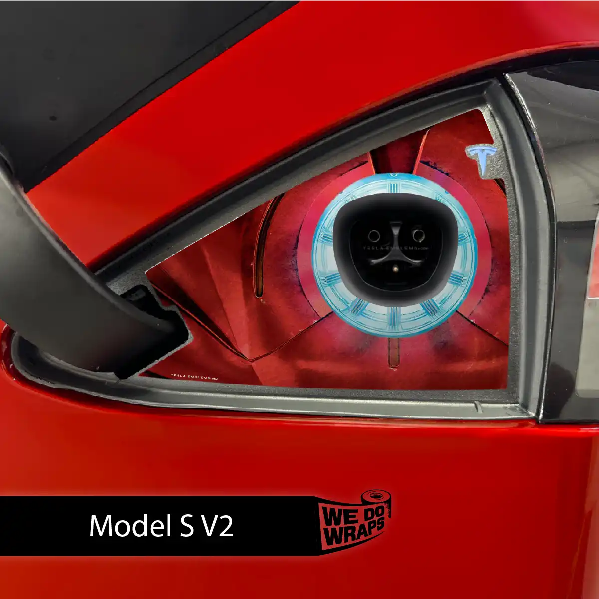 Arc Reactor Tesla Charge Port Wrap | Model S - Tesla Emblems