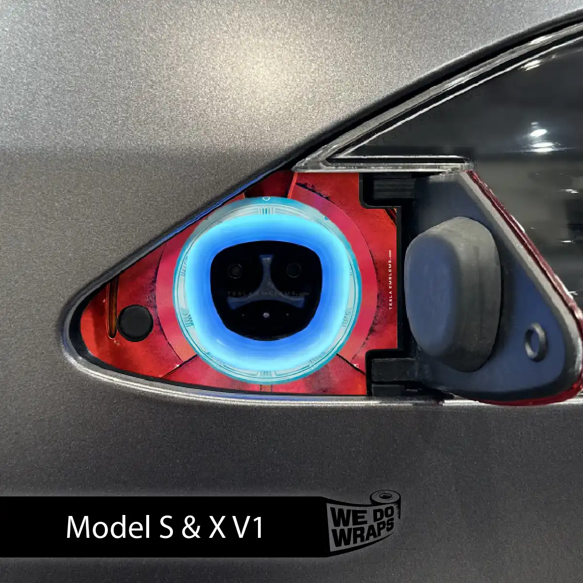 Arc Reactor Tesla Charge Port Wrap | Model S - Tesla Emblems