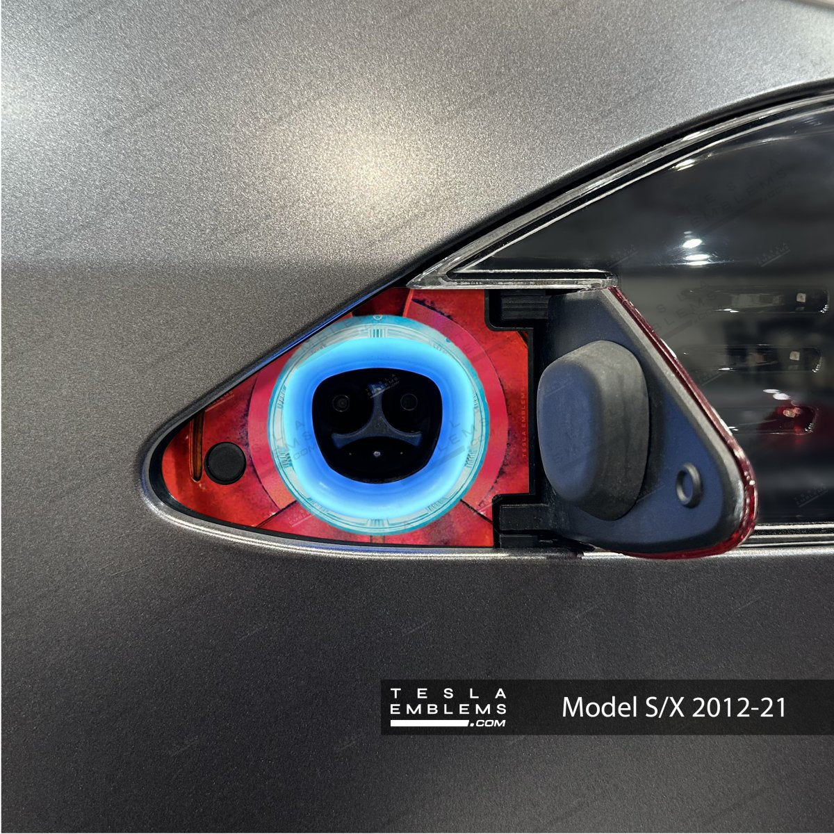 Ironman Arc Reactor Charge Port Wrap - Tesla Emblems