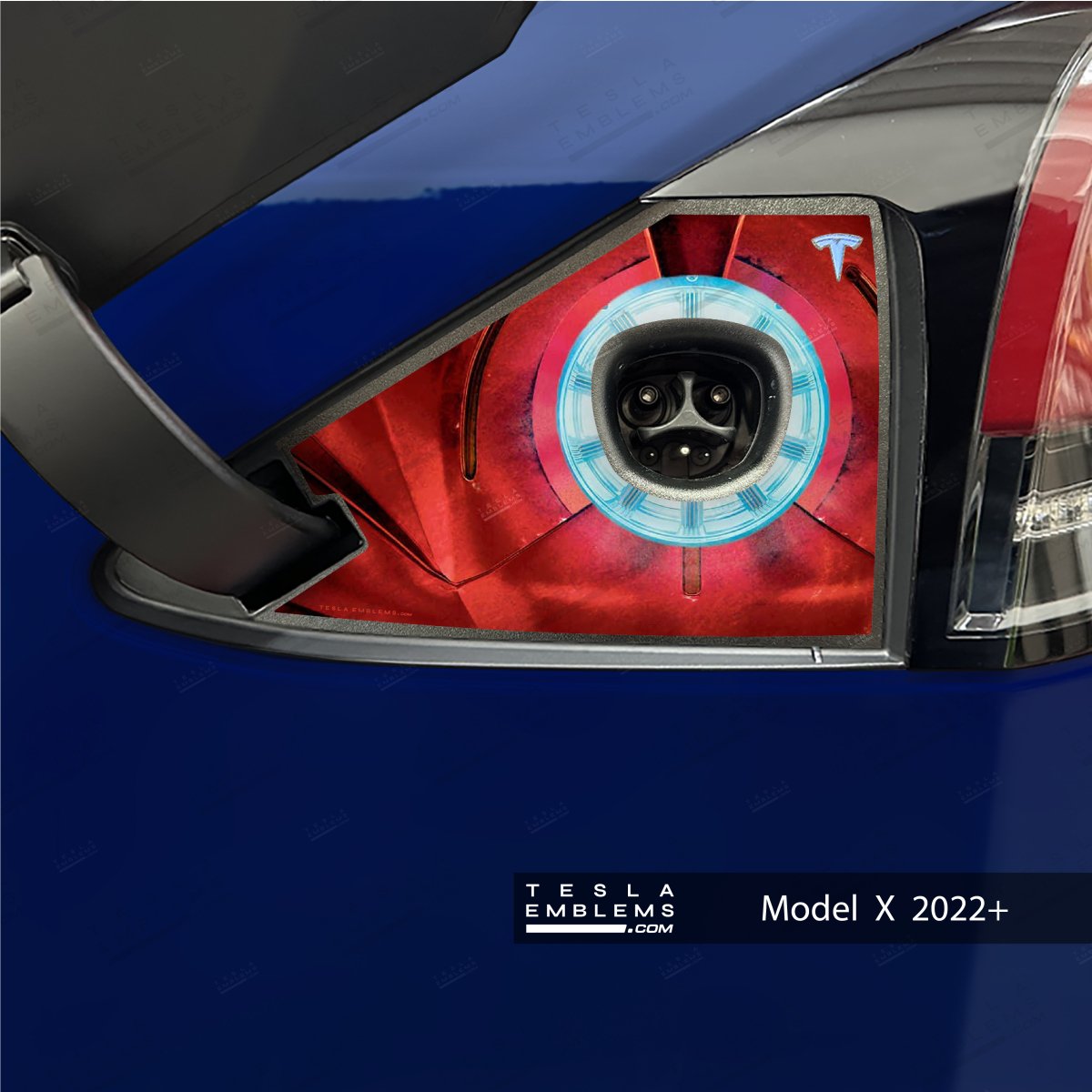 Ironman Arc Reactor Charge Port Wrap - Tesla Emblems