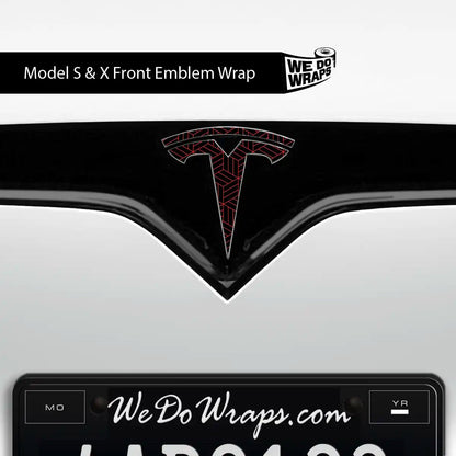 Isometric 3D Pattern Tesla Emblem Decals (Front + Back) | Model S - Tesla Emblems