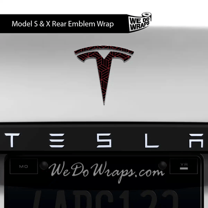 Isometric 3D Pattern Tesla Emblem Decals (Front + Back) | Model S - Tesla Emblems