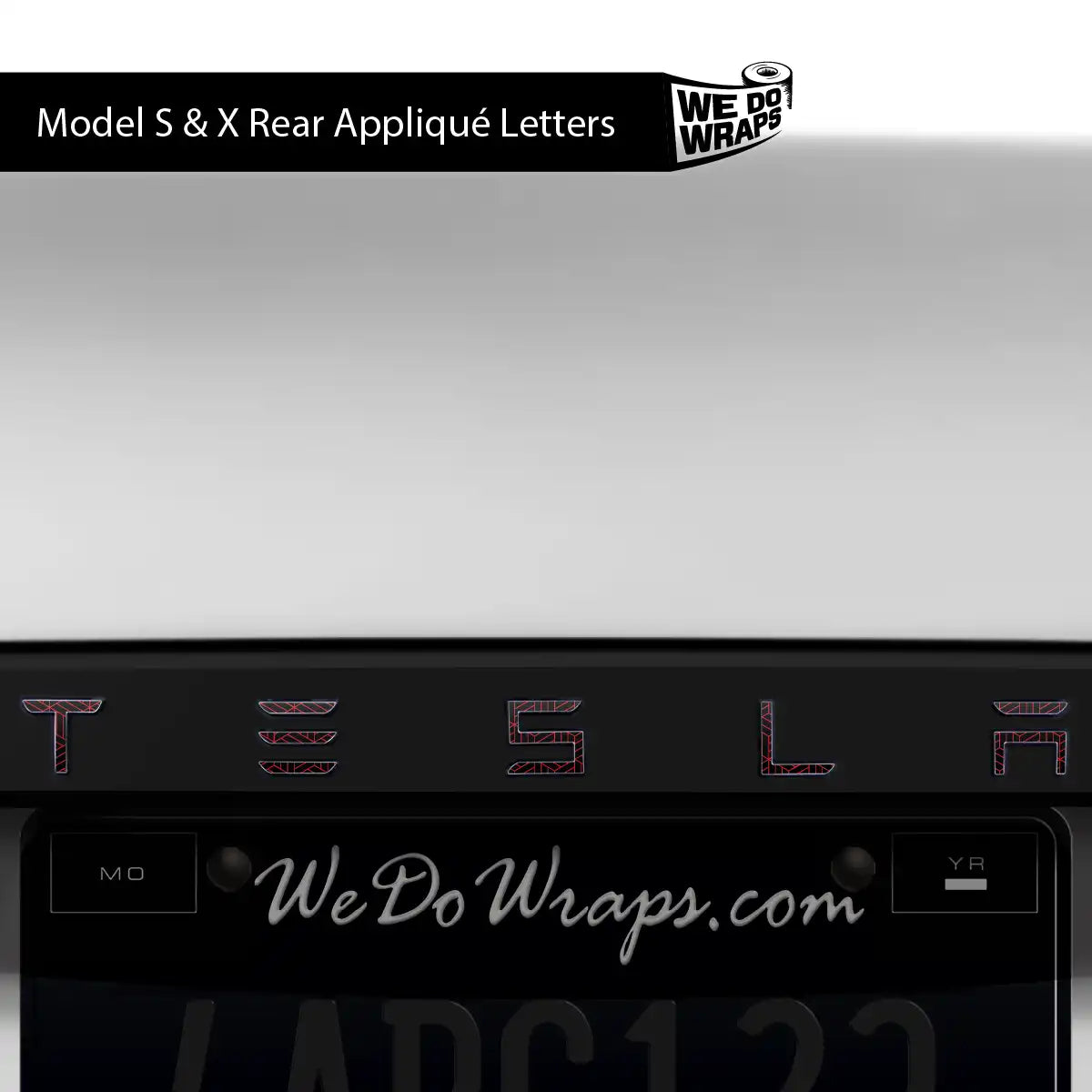 Isometric 3D Pattern Tesla Emblem Decals (Front + Back) | Model X