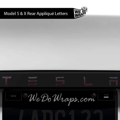 Isometric 3D Pattern Tesla Emblem Decals (Front + Back) | Model X