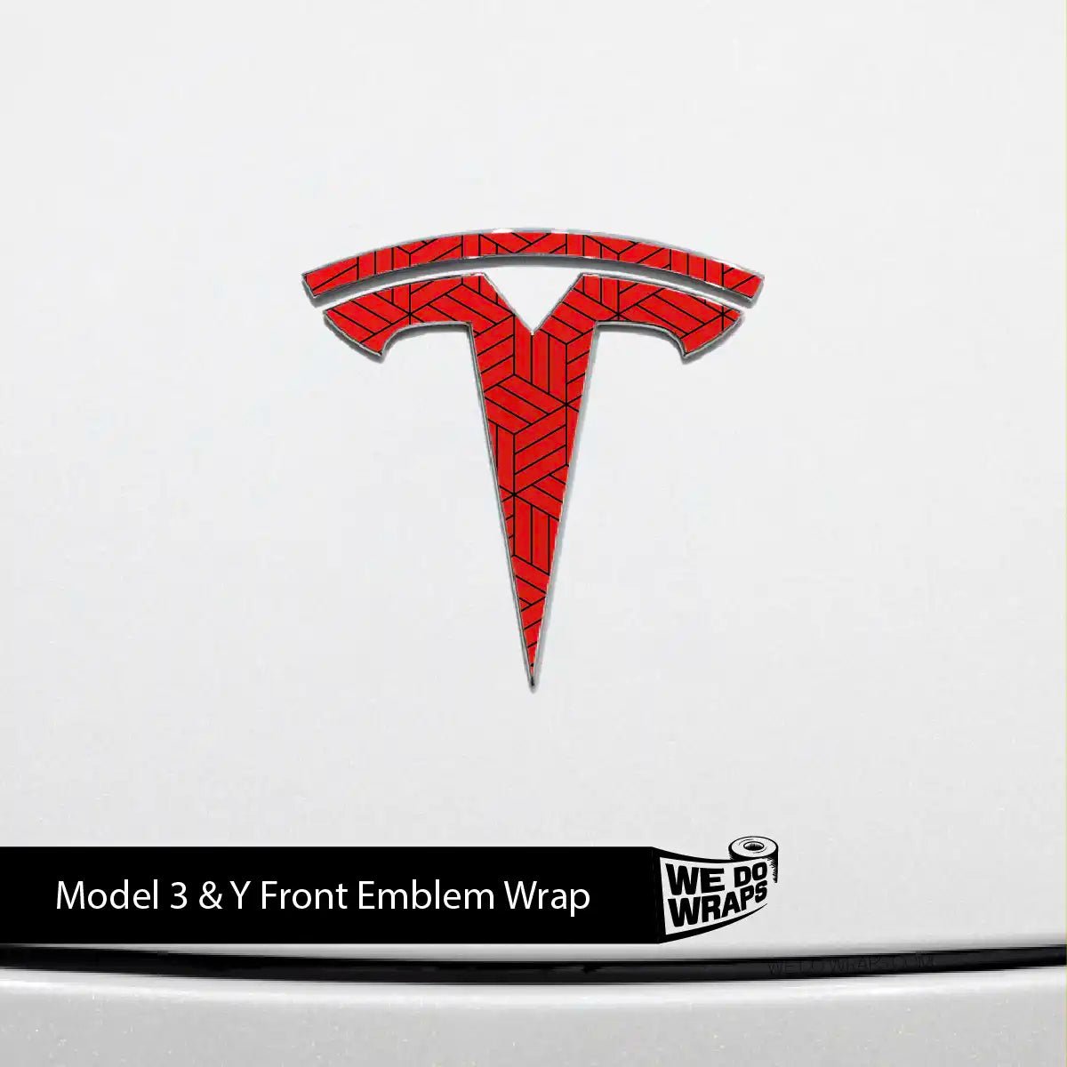 Isometric 3D Pattern Tesla Emblem Decals (Front + Back) | Model Y - Tesla Emblems
