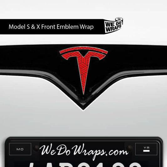 Isometric 3D Pattern Tesla Emblem Decals (Front + Back) | Model S - Tesla Emblems