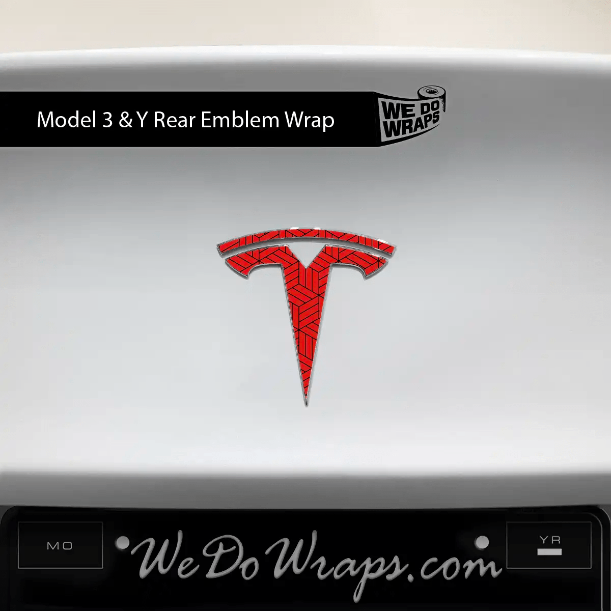 Isometric 3D Pattern Tesla Emblem Decals (Front + Back) | Model Y - Tesla Emblems