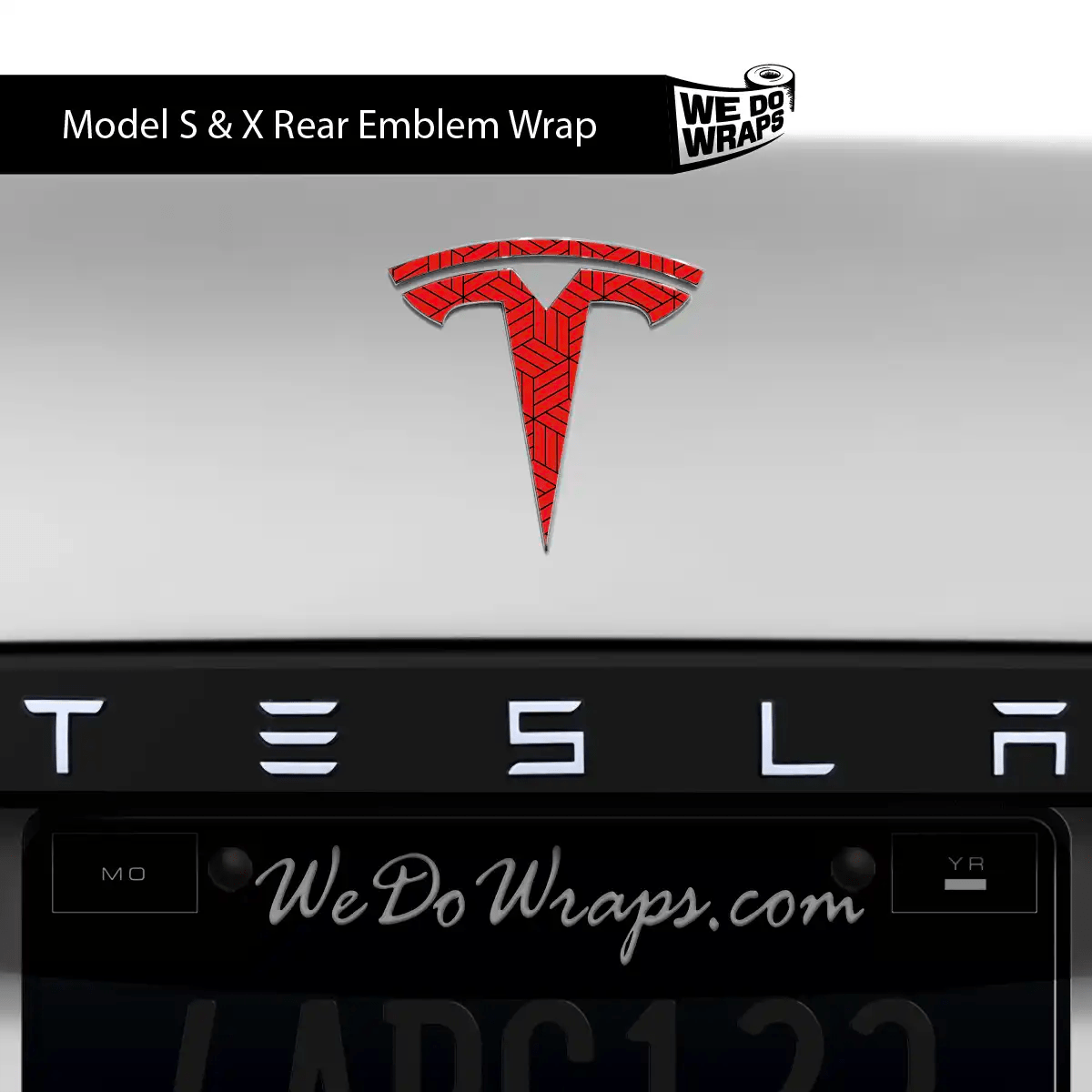 Isometric 3D Pattern Tesla Emblem Decals (Front + Back) | Model S - Tesla Emblems