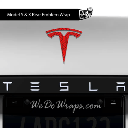 Isometric 3D Pattern Tesla Emblem Decals (Front + Back) | Model S - Tesla Emblems