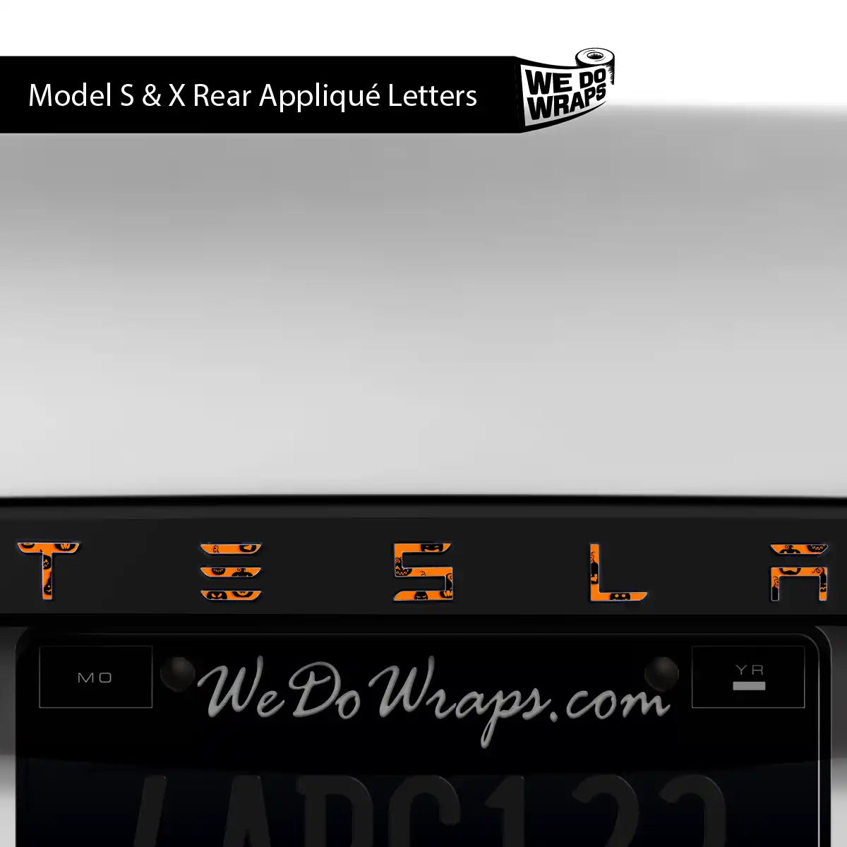Jack-O'-Lantern Tesla Emblem Decals (Front + Back) | Model S
