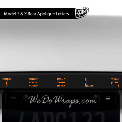 Jack-O'-Lantern Tesla Emblem Decals (Front + Back) | Model S