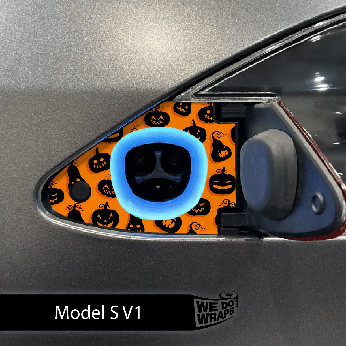 Jack - O' - Lantern Tesla Charge Port Wrap | Model S - Tesla Emblems