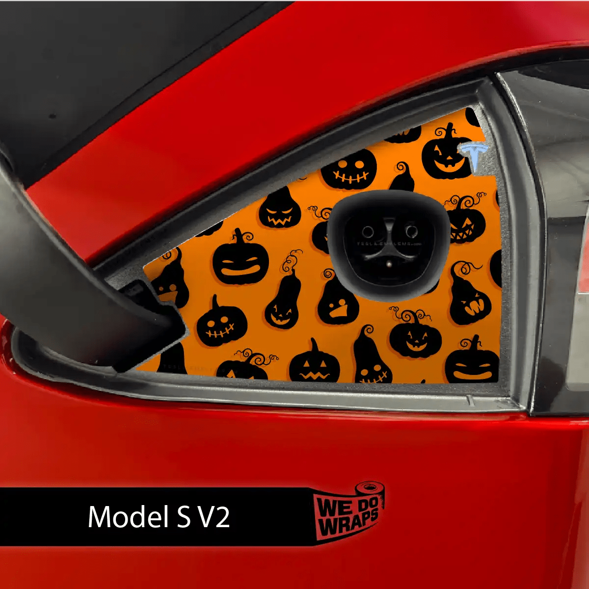 Jack - O' - Lantern Tesla Charge Port Wrap | Model S - Tesla Emblems