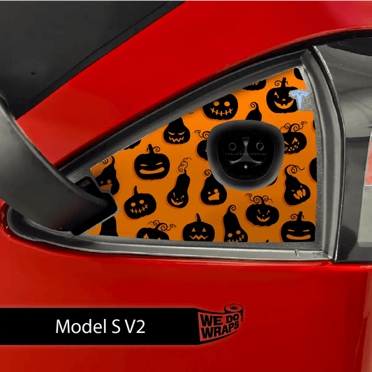 Jack - O' - Lantern Tesla Charge Port Wrap | Model S - Tesla Emblems