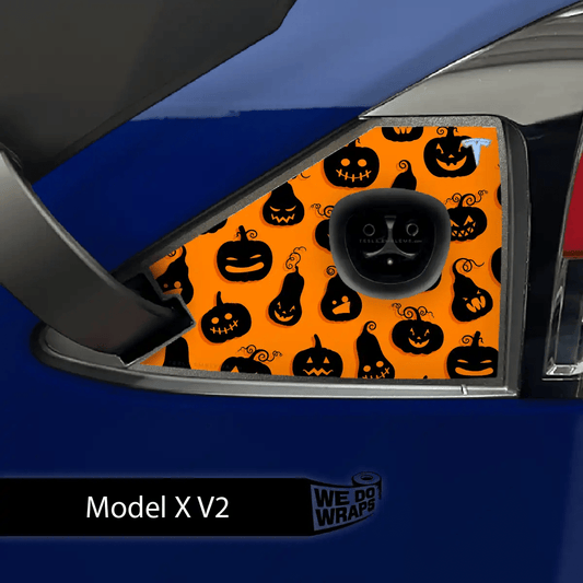 Jack - O' - Lantern Tesla Charge Port Wrap | Model X - Tesla Emblems