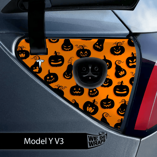Jack - O' - Lantern Tesla Charge Port Wrap | Model Y - Tesla Emblems