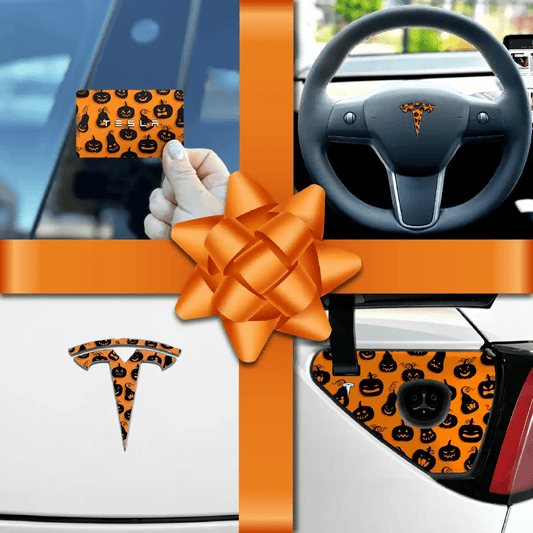 Holiday Bundle Jack - O' - Lantern Tesla Wrap Kit - Tesla Emblems