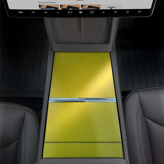 KPMF Matte Iced Yellow Titanium Center Console Wrap Kit | 2024+ Model 3 "Highland" - Tesla Emblems