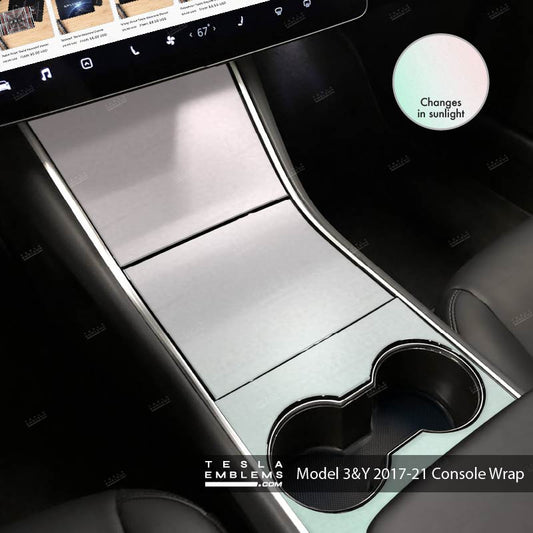 KPMF Matte Aurora Pearl Center Console Wrap Kit | 2017-2021 Model 3 & Y - Tesla Emblems