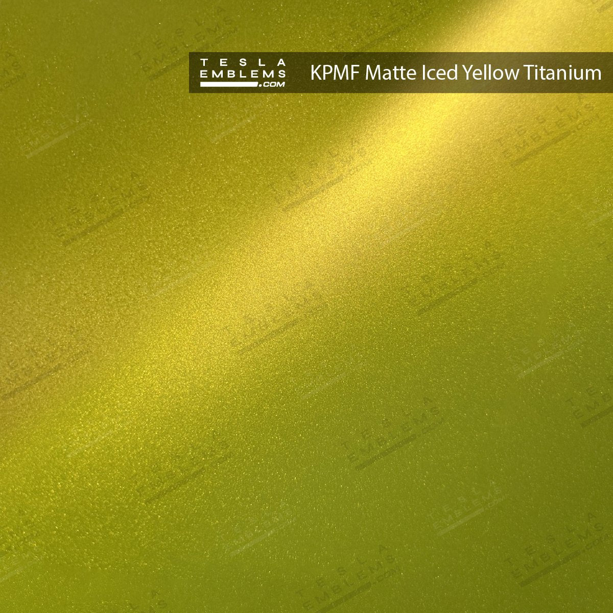 KPMF Matte Iced Yellow Titanium Tesla Emblem Decals (Front + Back) - Tesla Emblems